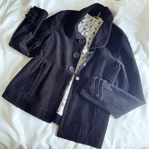 New H&M Black Corduroy Buttoned Peacoat